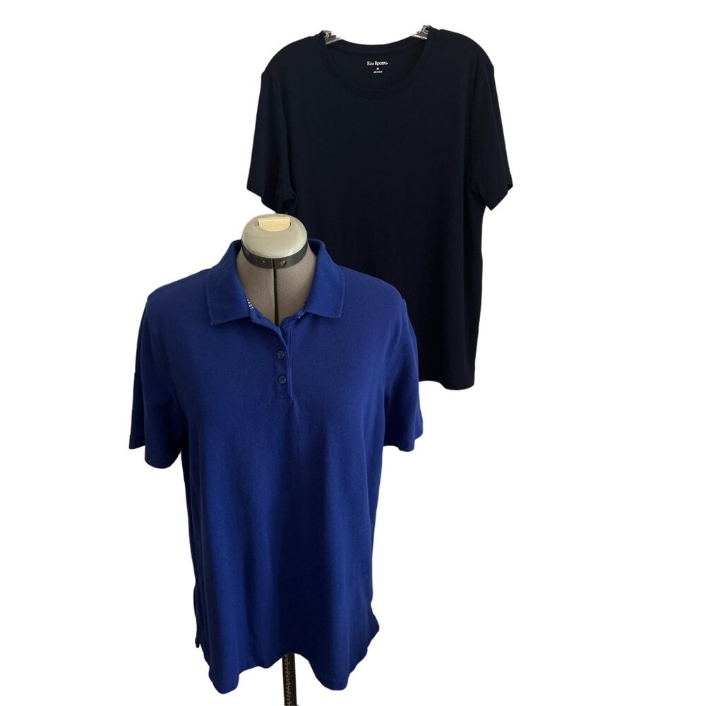 Kim Rogers Women’s Polo & T-Shirt Bundle 100% Cotton Blue Size Medium